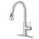 CREA Brushed Nickel Kitchen Faucets with Pull Down Sprayer Faucets for Kitchen Sink Small High Arc RV Stainless Steel Single Handle Pull Out Kitchen Sink Faucets Brushed