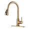 WOWOW Brushed Gold Kitchen Faucet With Sprayer Stainless Steel High Arc Single Handle Sink Faucet for 1 or 3 Hole Luxurious Gold Utility RV Kitchen Tap