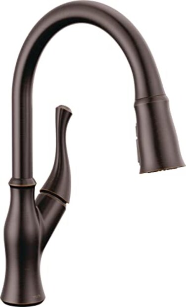 Delta Ophelia Oil Rubbed Bronze Kitchen Faucet with Pull Down Sprayer Modern Single Hole Kitchen Sink Faucet Single Handle Venetian Bronze 19888ZRBDST