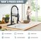 Casavilla Kitchen Faucet with Soap Dispenser Single Handle Spring Kitchen Sink Faucets with Pull Down Sprayer and Deck PlateBlack Faucet for Camper Farmhouse RV Kitchen SinkDual Function Spray Head