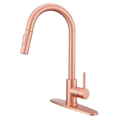 GULICA Red Copper Kitchen Faucet Kitchen Faucet with Pull Out Sprayer and Deck Plate