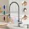 VIDEC TouchLess Kitchen Faucet 3 Modes Pull Down Sprayer Sensor Activated LED Temperature Control 360Degree Rotation 1 or 3 Hole Deck Plate 10Year WrrantyMatte Nickel KW79SN