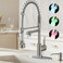 VIDEC Smart Kitchen Faucet 3 Modes Pull Down Sprayer LED Temperature Control Ceramic Valve360Degree Rotation1 or 3 Hole Deck Plate Double SpoutBrushed Steel NickelKW21SN