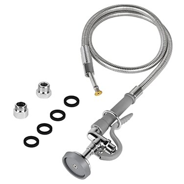 KWODE Spray Valve with PreRinse Hose 45Flexible Stainless Hose with High Pressure Pre Rinse Sprayer Nozzle Head Assembly Kit for Commercial Restaurant Industrial Kitchen Faucet