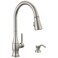Delta Hazelwood Brushed Nickel Kitchen Faucet with Pull Down Sprayer and Soap Dispenser Modern Single Hole Kitchen Sink Faucet Single Handle Spotshield Stainless 19831ZSPSDDST
