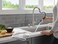 Delta Hazelwood Brushed Nickel Kitchen Faucet with Pull Down Sprayer and Soap Dispenser Modern Single Hole Kitchen Sink Faucet Single Handle Spotshield Stainless 19831ZSPSDDST