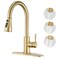 GAGALIFE Brushed Gold Kitchen Faucets with Pull Down Sprayer High Pressure Blade Spray Kitchen Sink Faucet High Arc Single Handle Stainless Steel Classic Pull Out Spray Kitchen Faucet 1 or 3 Hole