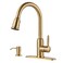 WOWOW Gold Kitchen Faucet with Soap Dispenser Stainless Steel Kitchen Faucet for Sink 2 or 4 Hole High Arc Vintage Kitchen Sink Faucet with Pull Down Sprayer