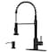 APPASO Black Kitchen Faucet with Soap Dispenser and Pull Down Sprayer LeadFree SUS304 Stainless Steel Commercial SingleHandle Spring Faucet for Kitchen Sink Matte Black CUPCCertified Parts