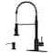 APPASO Black Kitchen Faucet with Soap Dispenser and Pull Down Sprayer LeadFree SUS304 Stainless Steel Commercial SingleHandle Spring Faucet for Kitchen Sink Matte Black CUPCCertified Parts