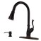 APPASO Oil Rubbed Bronze Kitchen Faucet with Soap Dispenser Stainless Steel Kitchen Faucet with Pull Down Sprayer 3Function High Arc Single Handle Bronze Kitchen Sink Faucet