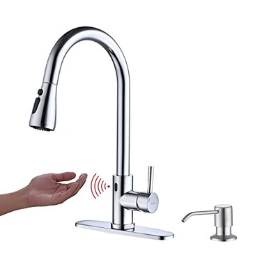 Keer Touchless Faucet with PullDown Sprayer Polished Chrome HandsFree 3 Modes Single Handle Easy Assembly