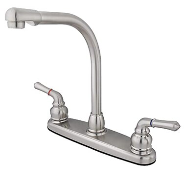 Kingston Brass KB758LS Magellan 8Inch High Arch Kitchen Faucet with Twn Brass Lever Handle without Sprayer Brushed Nickel