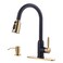 WOWOW Black Gold Kitchen Faucet with Soap Dispenser Stainless Steel Kitchen Faucet for Sink 2 or 4 Hole High Arc Vintage Kitchen Sink Faucet with Pull Down Sprayer