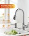 WOWOW Kitchen Faucets with Soap Dispenser with Pull Down Sprayer High Arc Single Handle Stainless Steel Sink Faucets 1 or 3 Hole Kitchen Sink Faucets for Farmhouse Camper Laundry Rv BarBrushed Nickel