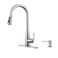 HGHGK Kitchen Faucet with Soap Dispenser and Pull Down Sprayer Stainless Steel Single Handle Kitchen Sink Faucet 1 or 3 Hole Design for Modern Farmhouse Kitchens and Bar Sinks