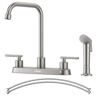 APPASO 2 Handle Kitchen Faucet with Side Sprayer EasyClean Nozzle cUPCNSF LeadFree Brushed Nickel Stainless Steel Fit 24 Holes 360 High Arc Spout 40 Spray Hose RV Water Filter Compatible