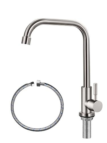 Bifordo Cold Only Water Faucet Single Hole Kitchen Sink Faucet SUS304 Stainless Steel Brushed Nickel