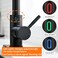VIDEC TouchLess Kitchen Faucet 3 Modes Pull Down Sprayer Sensor Activated LED Temperature Control 360Degree Rotation 1 or 3 Hole Deck PlateDark Black KW79RR
