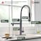GIMILI Black Stainless Commercial Kitchen Faucet with Pull Down Sprayer DoubleHeaded Kitchen Faucets with Deck Plate