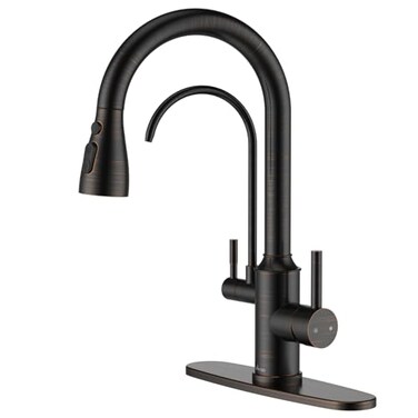 APPASO Kitchen Faucet with Water Filter Without Water Filtration Device Oil Rubbed Bronze 3in1 Kitchen Sink Faucet High Arch 2Handle 3Way Kitchen Faucet with PullDown Sprayer