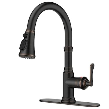FORIOUS Antique Kitchen Faucets with Pull Down Sprayer Oil Rubbed Brown 3 in 1 Stainless Steel High Arc Single Handle Sink Faucet for Farmhouse Camper Rv Bar Fit for 1 or 3 Hole