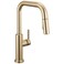Delta Nicoli Brushed Gold USpout Kitchen Faucet with Pull Down Sprayer Modern Single Hole Kitchen Sink Faucet Single Handle Champagne Bronze 19868LFCZ