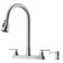 APPASO 2 Handle Kitchen Faucet with Sprayer 4 Hole Dual Handle Kitchen Faucet with Pull Down Sprayer and Soap Dispenser High Arc Stainless Steel for 3 4 Hole Sink Brushed Nickel
