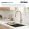 KRAUS Torak Pull Down Kitchen Faucet in SpotFree Brushed Brass with 2 Function Sprayer PreAttached Water Lines and Mounting Hardware KPF2840SFBB