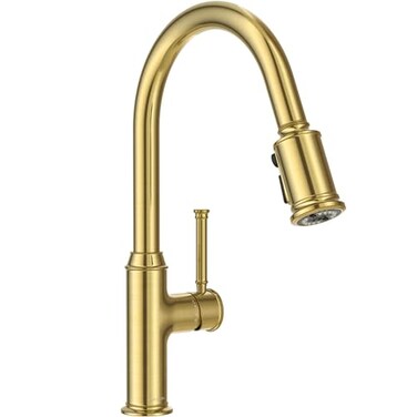 Lava Odoro Curtura Gold Kitchen Faucet with Pull Down Sprayer Single Handle Kitchen Sink Faucet with Magnetic Docking Spray 3Function Brass Faucet for Kitchen Sink 1 Hole and 3 Hole KF421SGM