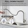 SHACO Kitchen Faucets with Pull Down Sprayer Single Handle Stainless Steel Brushed Nickel Kitchen Sink Faucet High Arc Pull Out Kitchen Faucet with Deck Plate SCKF100
