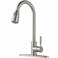 Comllen Kitchen Faucet with Pull Down Sprayer Modern Brushed Nickel Faucets for Kitchen Sink Stainless Steel Single Handle Pull Out Kitchen Sink Faucet with Deck Plate