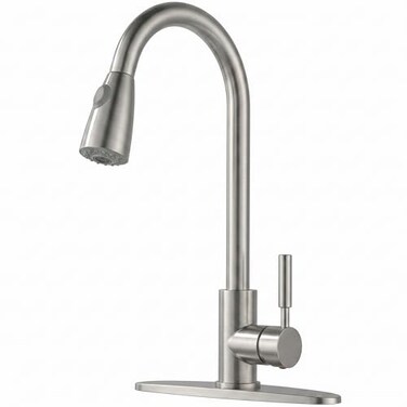 Comllen Kitchen Faucet with Pull Down Sprayer Modern Brushed Nickel Faucets for Kitchen Sink Stainless Steel Single Handle Pull Out Kitchen Sink Faucet with Deck Plate