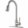 Comllen Kitchen Faucet with Pull Down Sprayer Modern Brushed Nickel Faucets for Kitchen Sink Stainless Steel Single Handle Pull Out Kitchen Sink Faucet with Deck Plate