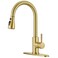 SOEBIZ Brushed Gold Kitchen Faucets with Pull Down Sprayer High Arc Single Handle Stainless Steel Kitchen Sink Faucet for 1 or 3 Hole Ideal for Farmhouse RV Laundry Bar Camper Commercial