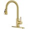 SOEBIZ Brushed Gold Kitchen Faucets with Pull Down Sprayer High Arc Single Handle Stainless Steel Kitchen Sink Faucet for 1 or 3 Hole Ideal for Farmhouse RV Laundry Bar Camper Commercial