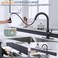 SOEBIZ Matte Black Kitchen Faucets with Pull Down Sprayer High Arc Single Handle Stainless Steel Kitchen Sink Faucet for 1 or 3 Hole Ideal for Farmhouse RV Laundry Bar Camper Commercial