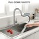 FEELSO Kitchen Faucets with Pull Down Sprayer High Arc Stainless Steel Single Handle Kitchen Sink Faucet 1 or 3 Hole Brushed Nickel Water Faucets for Farmhouse Laundry Camper Rv Bar
