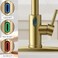 VIDEC TouchLess Kitchen Faucet 3 Modes Pull Down Sprayer Sensor Activated LED Temperature Control 360Degree Rotation 1 or 3 Hole Deck PlateMatte Gold KW79J