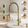 VIDEC TouchLess Kitchen Faucet 3 Modes Pull Down Sprayer Sensor Activated LED Temperature Control 360Degree Rotation 1 or 3 Hole Deck PlateMatte Gold KW79J