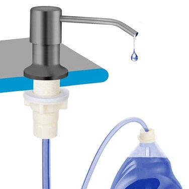 OHiHi Dish Soap Dispenser for Kitchen Sink Countertop Sink Soap Dispenser Water Pump with 47 NoSpill Extension Tube Kit Design for Kitchen Bathroom No More Refills Gray
