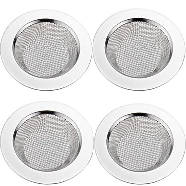 LASSHSWA 4 PCS Kitchen Sink Strainer Stainless Steel Kitchen Sink Drain StrainerSink Strainers with Large Wide Rim 45 Diameter for Kitchen Sinks