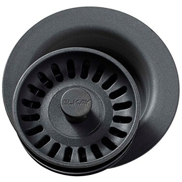 Elkay LKQD35CH Polymer Disposer Flange with Removable Basket Strainer and Rubber Stopper Charcoal