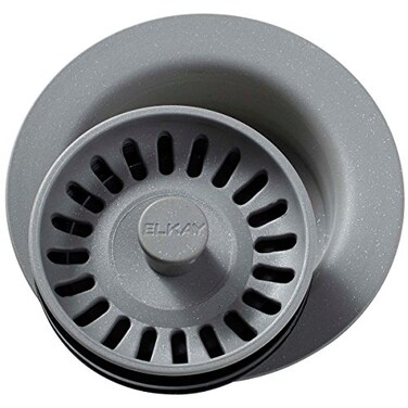 Elkay LKQD35GS Polymer Disposer Flange with Removable Basket Strainer and Rubber Stopper Greystone