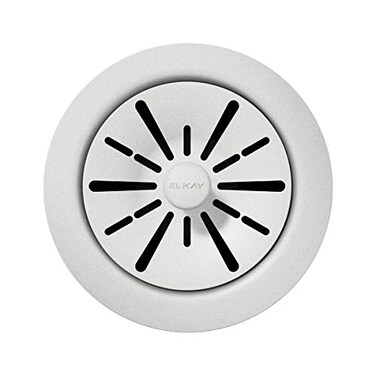 Elkay Quartz Perfect Drain 312 Polymer Disposer Flange with Removable Basket Strainer and Rubber Stopper White