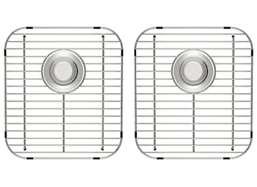 SlimmKISS Kitchen Sink Grid Stainless Steel Sink Protectors Sink Bottom Grid Sink Racks for for Single or Double Bowl Sink Corner Radius Sink Grate Rear Drain Hole with Sink Strainer2pack