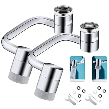LikeHome Universal 1080 Rotating Faucet Extender Aerator2 Packs Solid Brass Universal Splash Filter Faucet1080 Big Angle Swivel Faucet Aerator Sink AttachmentDualFunction 2Flow Sprayer