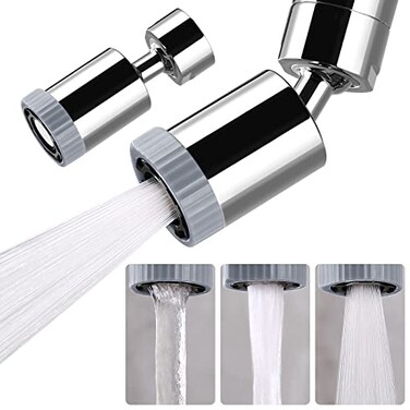 CHIATAOMA 2 PACK Swivel Faucet Aerator3function Faucet Nozzle360 Big Angle Rotate Kitchen Sink Faucet AttachmentFaucet Extender for Kitchen 5564 inch Female ThreadKitchen Sink Aerator Chrome