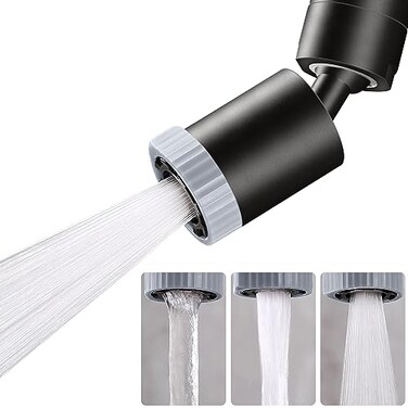 CHIATAOMA Swivel Faucet Aerator3function Faucet Nozzle360 Big Angle Rotate Kitchen Sink Faucet AttachmentFaucet Extender for Kitchen 5564 inch Female ThreadKitchen Sink Aerator Black