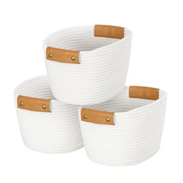 OOOK Storage Basket Set 3 Pack Baskets for Shelves White Storage Baskets for Organizing Toys 114Lx94Wx74H